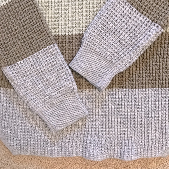 Cloud Chaser V Neck Striped Knit Sweater Womens Size Medium White Green Blue - Picture 6 of 9